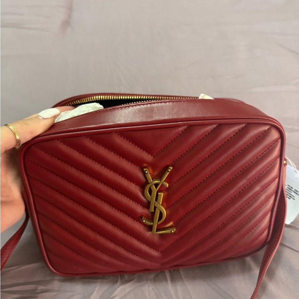 Brand New Yves Saint Laurent Burgundy Quilted Crossbody Bag w/ Tags